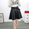 TE6648BYZJ joker pure color preppy style PU leather bubble skirt