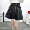 TE6648BYZJ joker pure color preppy style PU leather bubble skirt