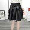 TE6648BYZJ joker pure color preppy style PU leather bubble skirt