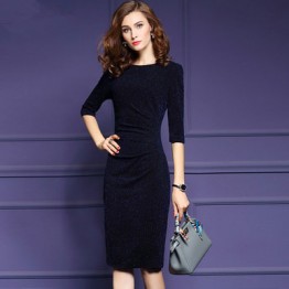 TE6675VIP Autumn new style pure color OL temperament tight hip dress