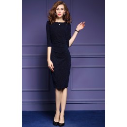 TE6675VIP Autumn new style pure color OL temperament tight hip dress