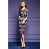 TE6676VIP Autumn new style v neck geometry print slim tight hip dress