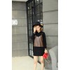 TE679YRYY Korean fashion leather splicing fake two piece long shirt