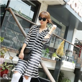 TE9950WJYS Color matching stripes half sleeve long shirt