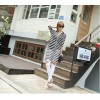 TE9950WJYS Color matching stripes half sleeve long shirt