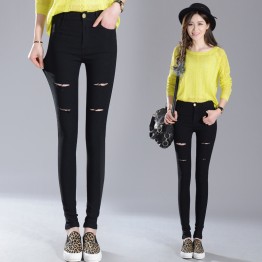 TE1893HLNK Elastic slim holes pencil leggings