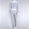 TE8755MRFS Europe fashion off shoulder boat neck short fleece with pants
