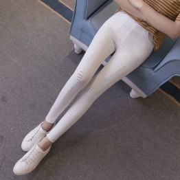 TE925HLNK Slim spandex holes ninth pencil leggings