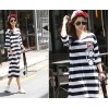 TE1507GJWL Loose casual comfortable print stripes long t-shirt dress