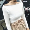 TE9668ATSS Korean fashion boat neck slim knitting tops