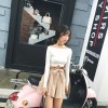 TE9668ATSS Korean fashion boat neck slim knitting tops