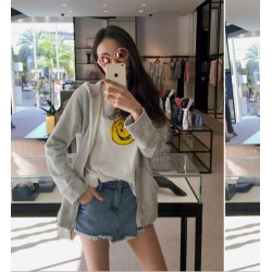 TE9675ATSS Korean fashion casual joker zipper fleece with cap