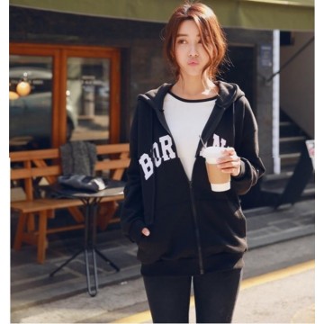 TE9676ATSS Korean fashion loose big pocket print fleece coat