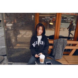 TE9676ATSS Korean fashion loose big pocket print fleece coat