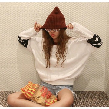 TE9679ATSS Korean fashion new style stripes sleeve preppy style hoodie