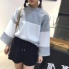 TE9686ATSS Preppy style round neck fashion splicing pullover sweatshirt