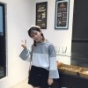 TE9686ATSS Preppy style round neck fashion splicing pullover sweatshirt