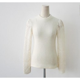 TE9985WJYS Autumn elegant lace splicing knitting tops