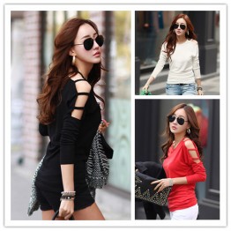 TE1371GJWL Korean fashion off shoulder casual joker t-shirt