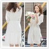 TE1373GJWL Korean fashion comfortable slim waist hollow out lace cotton dress