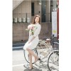 TE1373GJWL Korean fashion comfortable slim waist hollow out lace cotton dress