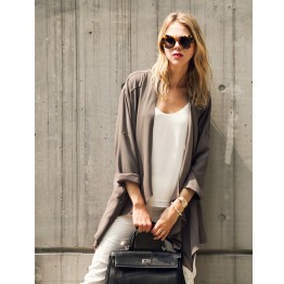 TE1374GJWL Euramerican fashion splicing wide hem casual loose cardigan