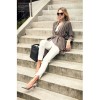 TE1374GJWL Euramerican fashion splicing wide hem casual loose cardigan