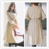 TE1380GJWL Fashion trendy elegant charming waist buttons long sleeve dress