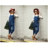 TE1381GJWL Euramerican fashion casual suspender denim pants