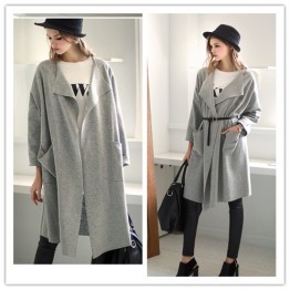 TE1382GJWL New style Europe fashion loose casual wind coat with belt