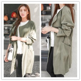 TE1391GJWL New style Korean fashion casual loose drawstring waist windcoat