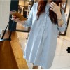 TE1392GJWL Korean fashion loose casual stand collar stripes dress