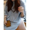 TE1392GJWL Korean fashion loose casual stand collar stripes dress