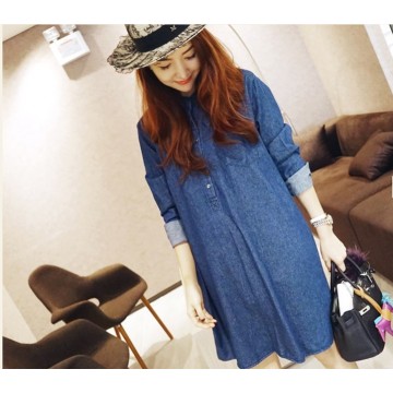 TE1393GJWL Korean fashion loose casual denim slit dress