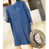 TE1393GJWL Korean fashion loose casual denim slit dress