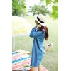 TE1393GJWL Korean fashion loose casual denim slit dress