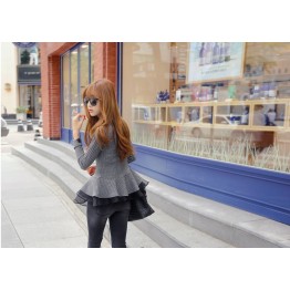 TE1396GJWL Korean fashion joker color matching slim long sleeve tops