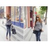 TE1396GJWL Korean fashion joker color matching slim long sleeve tops