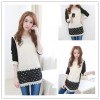 TE1397GJWL Korean fashion splicing dot chiffon cotton lace tops