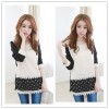 TE1397GJWL Korean fashion splicing dot chiffon cotton lace tops