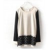 TE1397GJWL Korean fashion splicing dot chiffon cotton lace tops