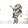 TE3070YZS Large size stripes three quarter sleeve tops with fishtail skirt