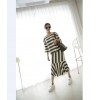 TE3070YZS Large size stripes three quarter sleeve tops with fishtail skirt