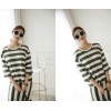 TE3070YZS Large size stripes three quarter sleeve tops with fishtail skirt