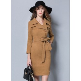 TE5682OSMY Trendy pure color slim temperament dress