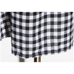 TE6484YZS 2016 autumn large size black and white checks slim waist shirt dress