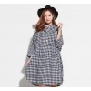 TE6484YZS 2016 autumn large size black and white checks slim waist shirt dress