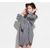 TE6484YZS 2016 autumn large size black and white checks slim waist shirt dress