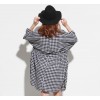 TE6484YZS 2016 autumn large size black and white checks slim waist shirt dress