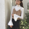 TE697MEH Korean fashion chic plush gallus vest with bishop sleeve t-shirt